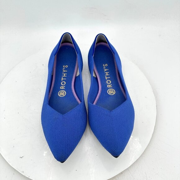 Rothys The Point Women Size 9 Blue Knit Slip On Ballet Comfort Flat Shoes - Picture 1 of 11